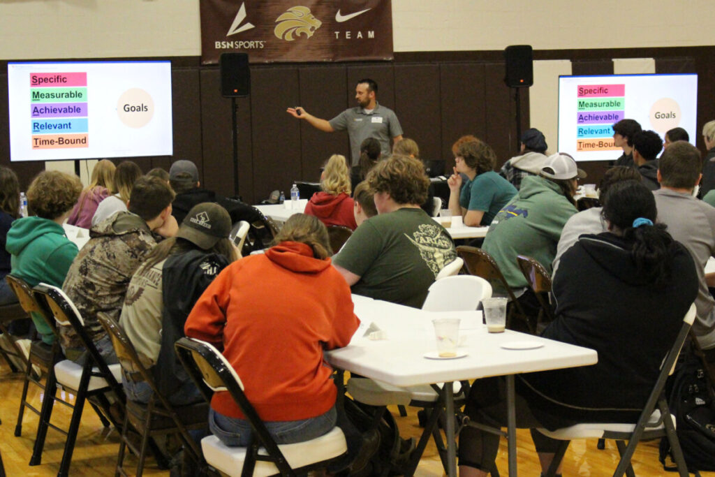 WVU Industrial Extension’s Manager of Continuous Improvement, Randy Kowalczyk, talks to the CTE students during the inaugural Marshall County CTE Professional Learning Day.