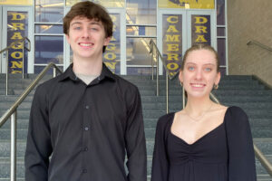 Pictured from left: Cameron High School Class of 2025 Valedictorian Camden Frye and 2025 CHS Salutatorian Emily Butler.